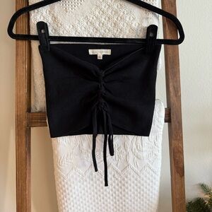 LA Hearts from Pacsun Black Knit Front Tie Ruched Detailed Tube Top